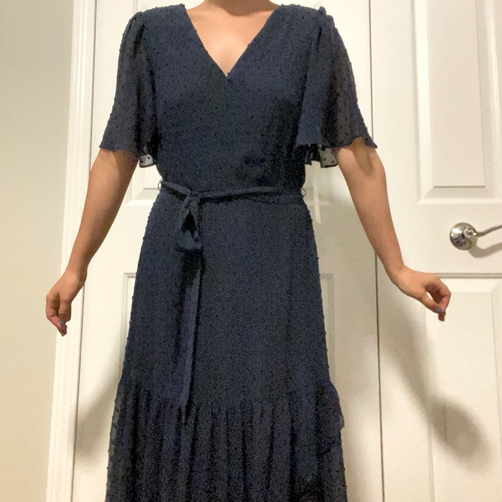 Anthropologie Donna Ricco Belt High-Low Wrap Dress Polka Dot NWT